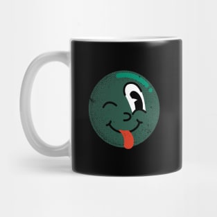 Winking tongue out emoji green Mug